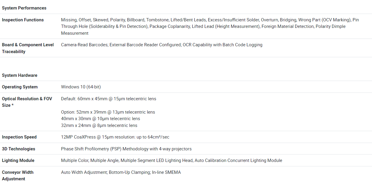 1 system performances v510i optimus 3d advanced 3d optical inspection aoi