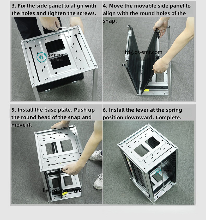 aluminium smt pcb esd tijdschriftenrek-product installatiestappen-3