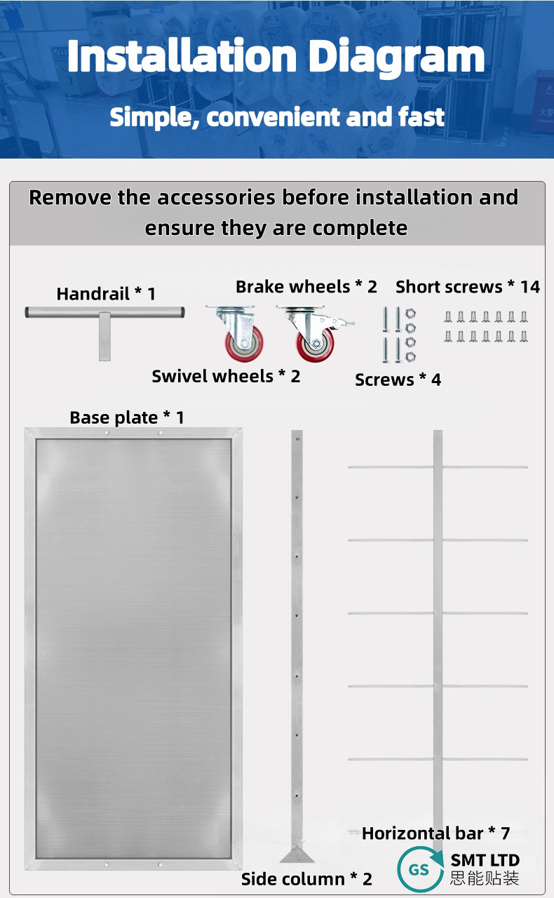 smt esd haspelopslagrek trolleywagen installatiediagram-1